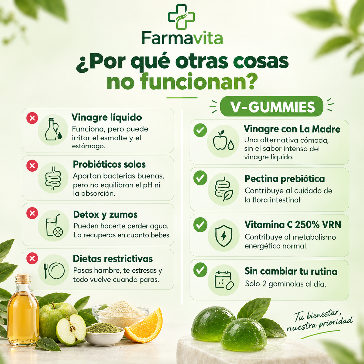 Gummies Vinagre de manzana, pectina y vitamina C