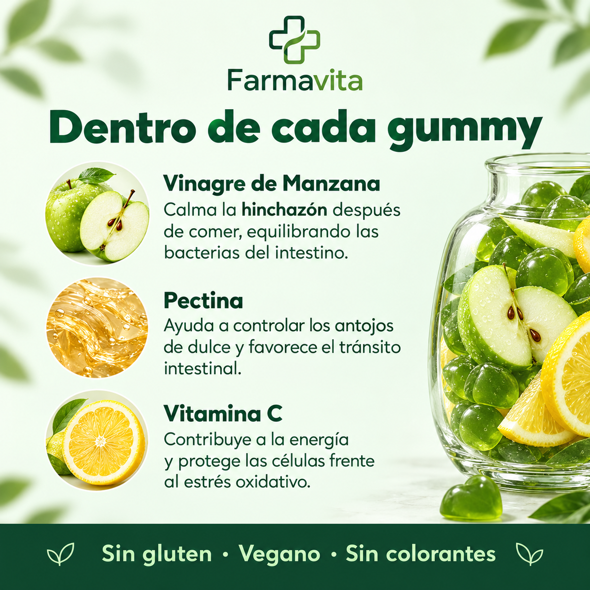 Gummies Vinagre de manzana, pectina y vitamina C